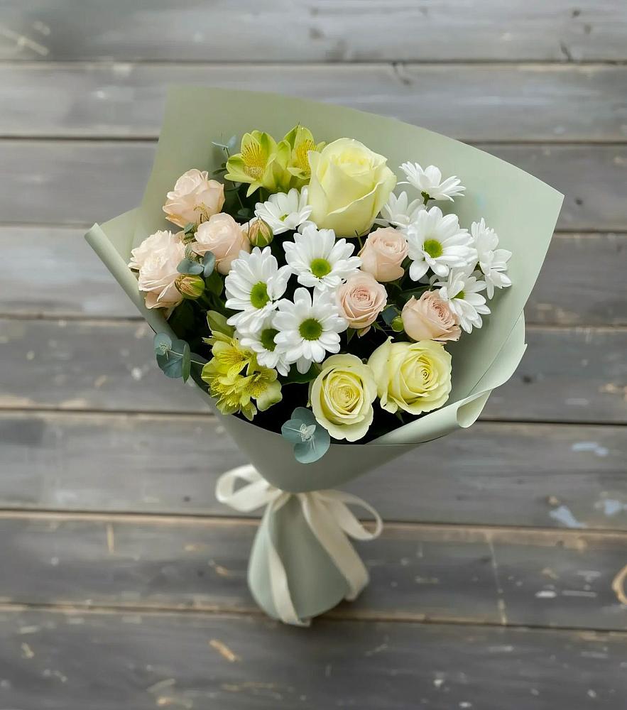 Букет цветов из: Альстромерии, Розы и Хризантемы в Поселок дачного хозяйства Архангельское