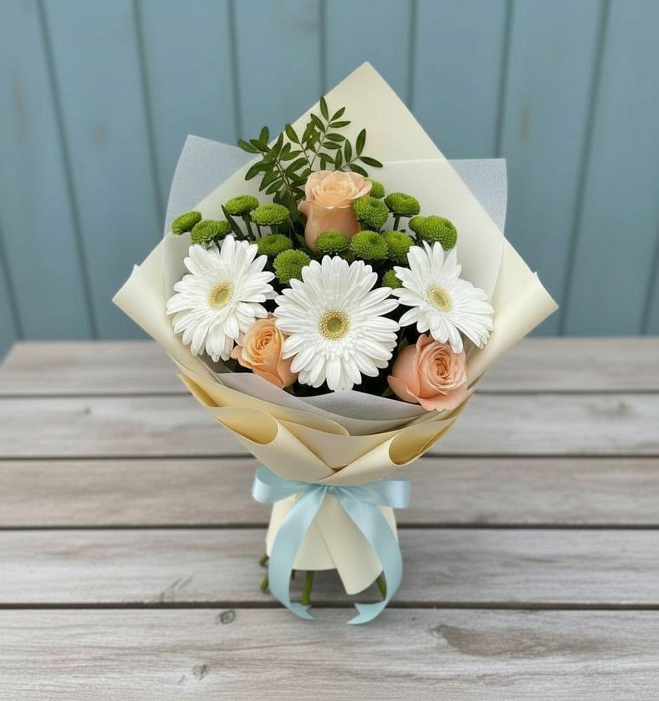 Букет цветов из: Герберы, Розы и Хризантемы в Поселок дачного хозяйства Архангельское