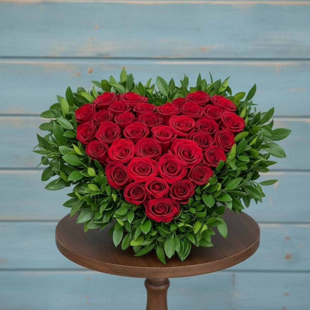 Цветочная композиция из Розы в виде сердца в Поселок дачного хозяйства Архангельское