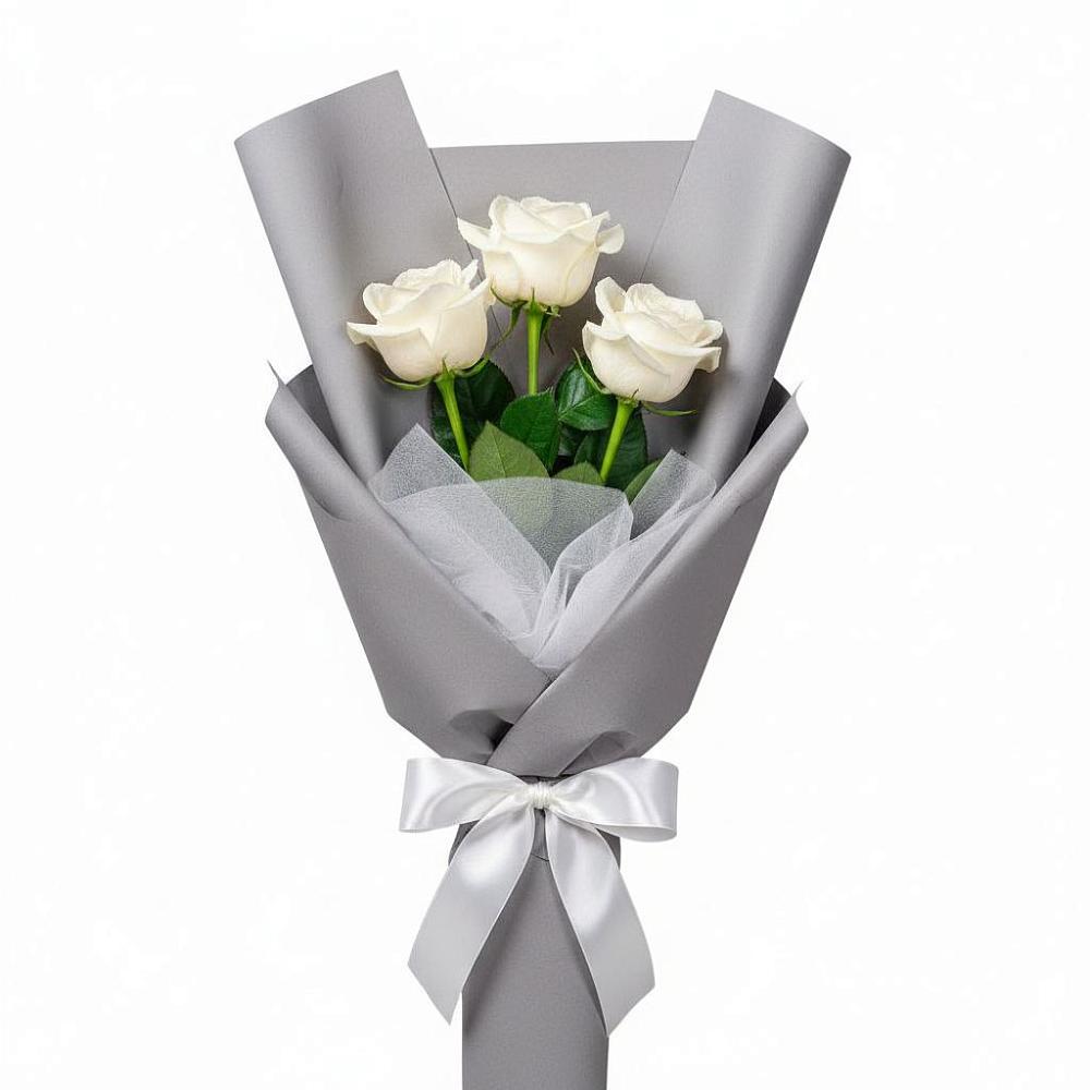 Букет 3 белые розы в Поселок дачного хозяйства Архангельское
