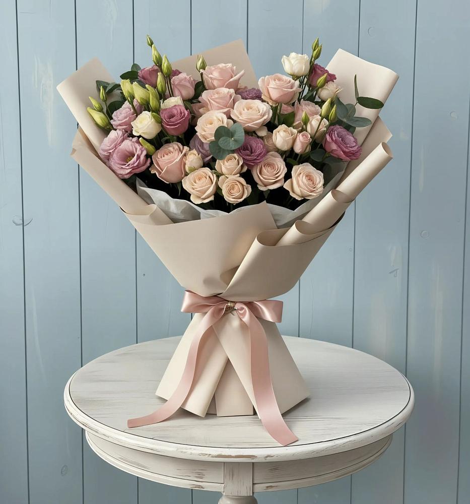 Букет цветов из: Розы и Лизиантусы в Поселок дачного хозяйства Архангельское