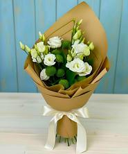 Букет цветов из:  Хризантемы и Лизиантусы в Поселок дачного хозяйства Архангельское