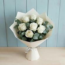 Букет Белые розы в Эвкалипте #REPLACE_PRED# Поселок дачного хозяйства Архангельское