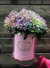 Цветочная композиция из Гипсофила и Розы в шляпной коробке #REPLACE_PRED# Поселок дачного хозяйства Архангельское